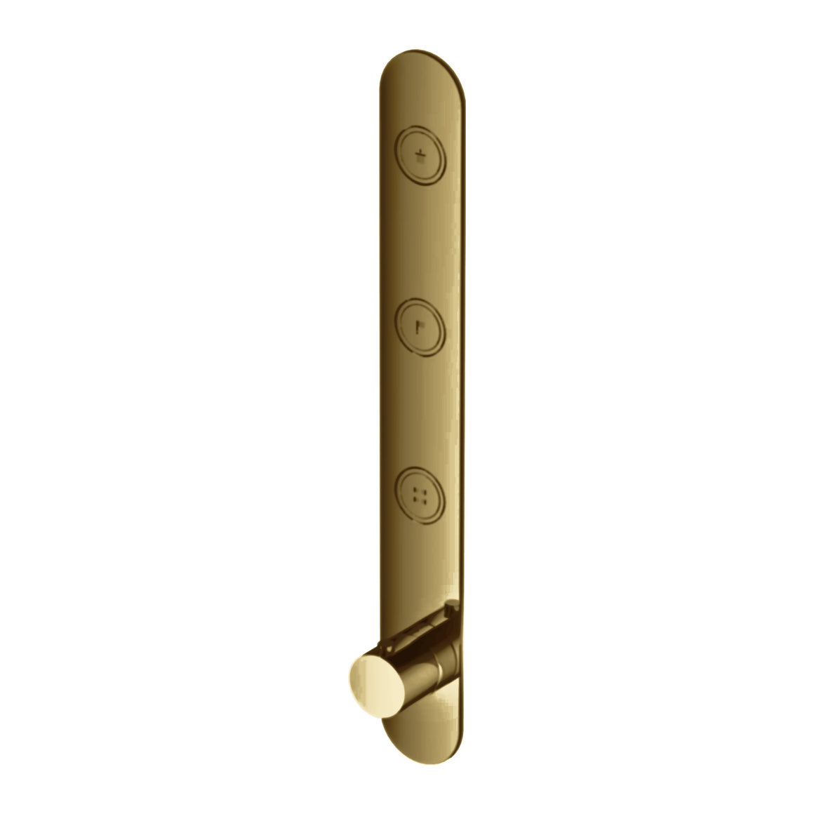 Hotbath Cobber PB050 inbouw thermostaat verticaal met 3 pushbuttons (afbouwdeel) Geborsteld messing PVD productfoto (kleurweergave)