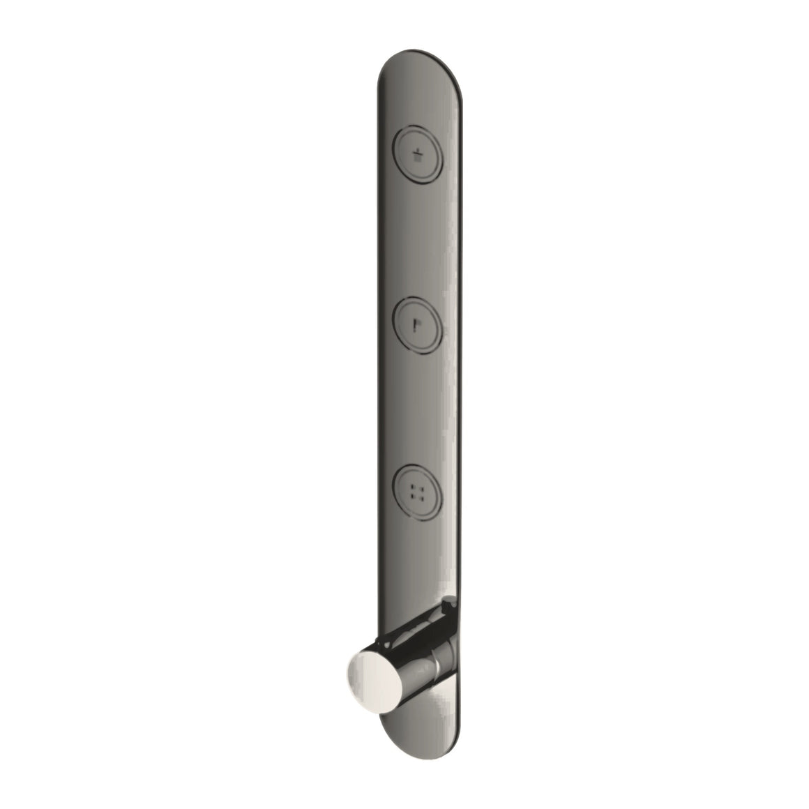 Hotbath Cobber PB050 inbouw thermostaat verticaal met 3 pushbuttons (afbouwdeel) Geborsteld nikkel productfoto (kleurweergave)
