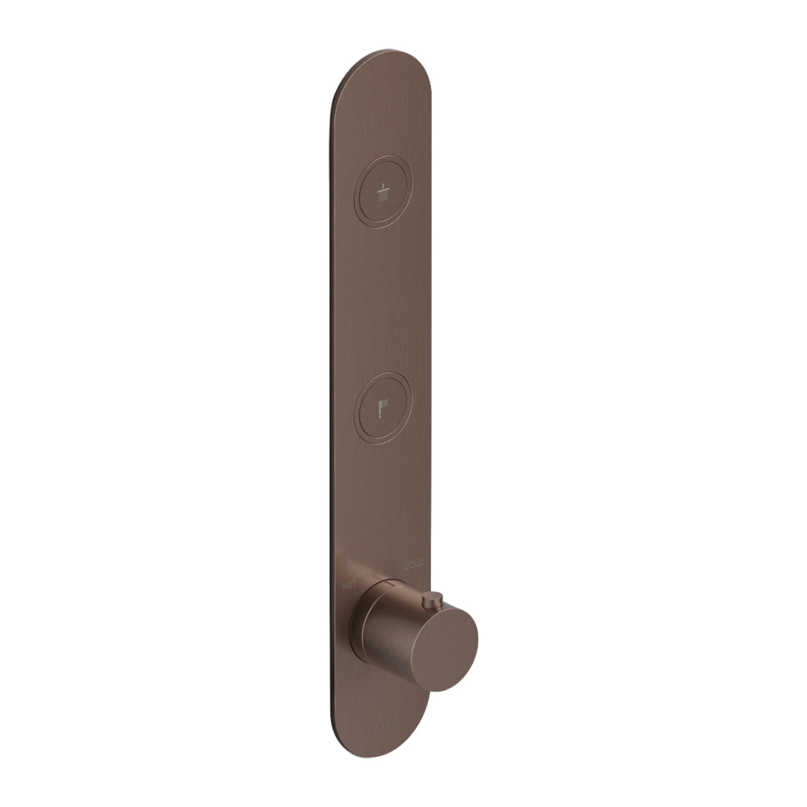 Hotbath Cobber PB066 inbouw thermostaat verticaal met 2 pushbuttons Geborsteld koper PVD productfoto