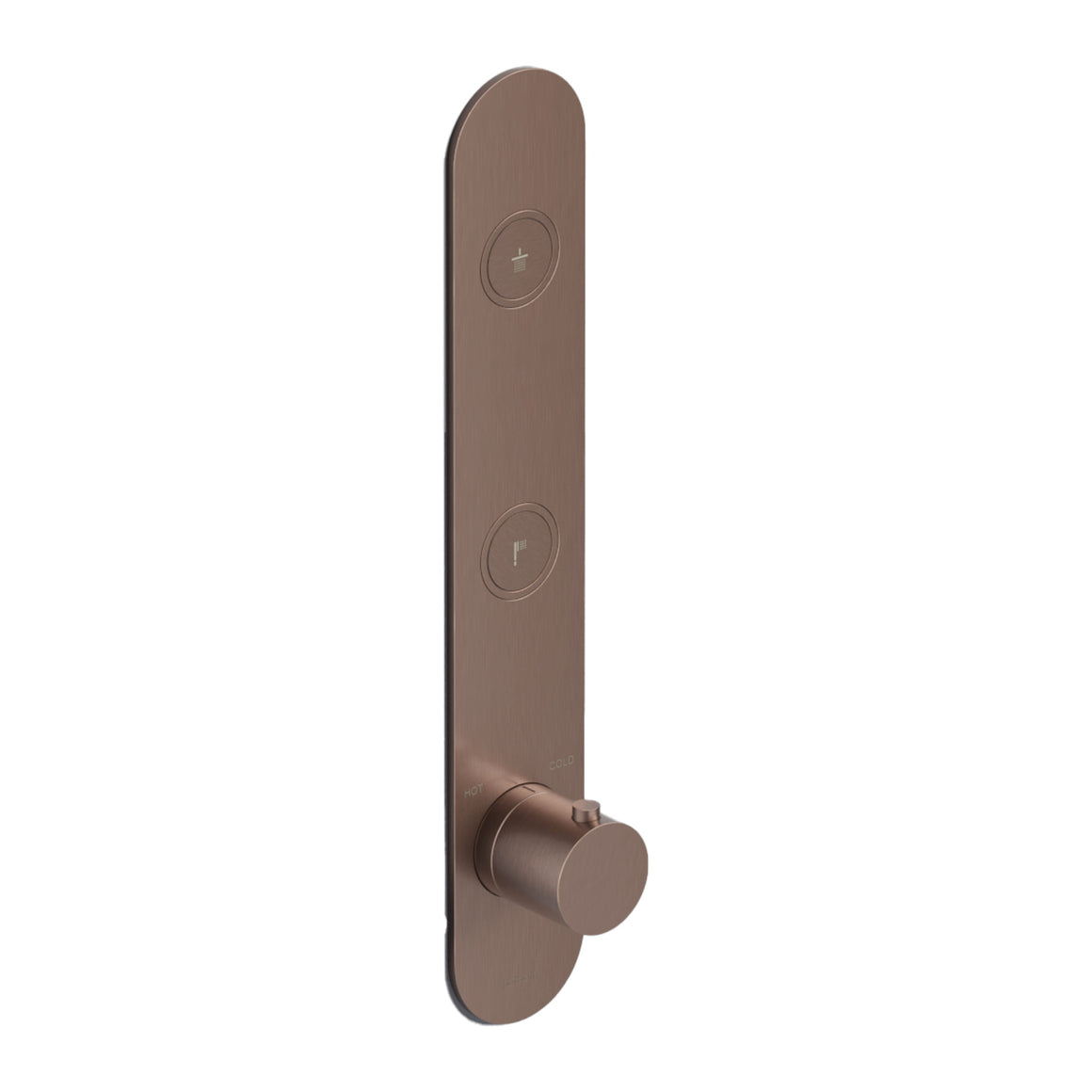 Hotbath Cobber PB066 inbouw thermostaat verticaal met 2 pushbuttons Geborsteld koper PVD productfoto