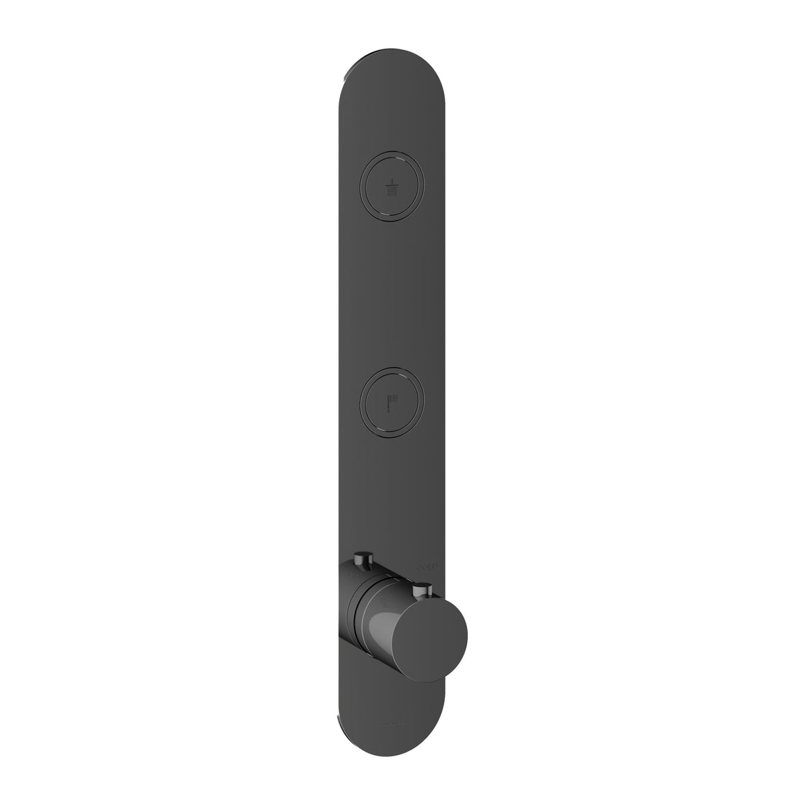 Hotbath Cobber PB066 inbouw thermostaat verticaal met 2 pushbuttons Gepolijst zwart PVD productfoto (kleurimpressie)
