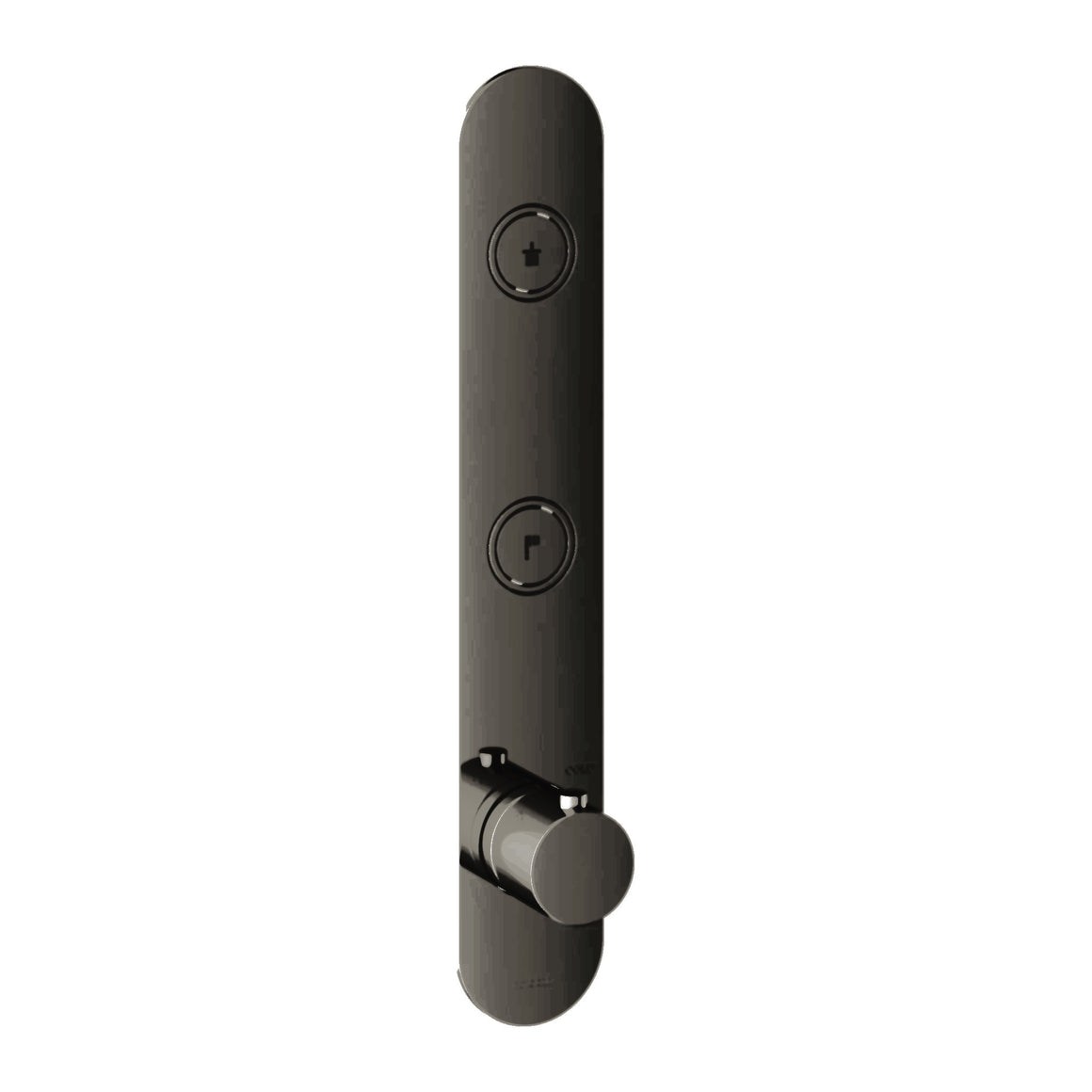 Hotbath Cobber PB066 inbouw thermostaat verticaal met 2 pushbuttons (afbouwdeel) Verouderd ijzer productfoto (kleurweergave)