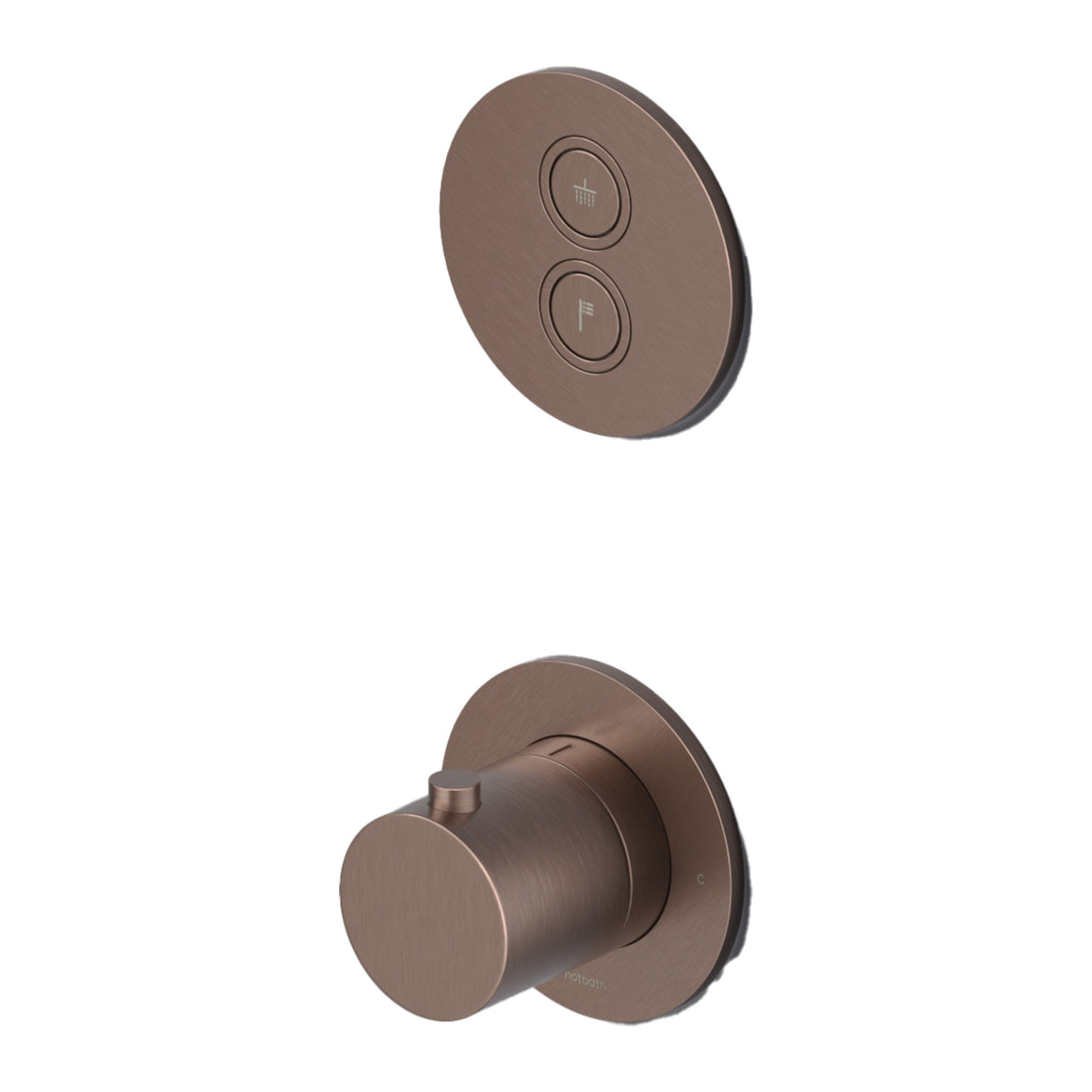 Hotbath Cobber PB7009 inbouw thermostaat met 2 pushbuttons Geborsteld koper PVD productfoto