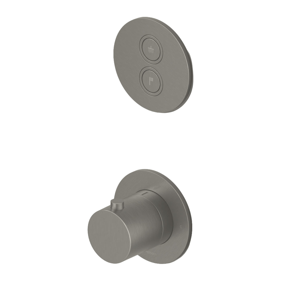 Hotbath Cobber PB7009 inbouw thermostaat met 2 pushbuttons Geborsteld nikkel productfoto (kleurimpressie)