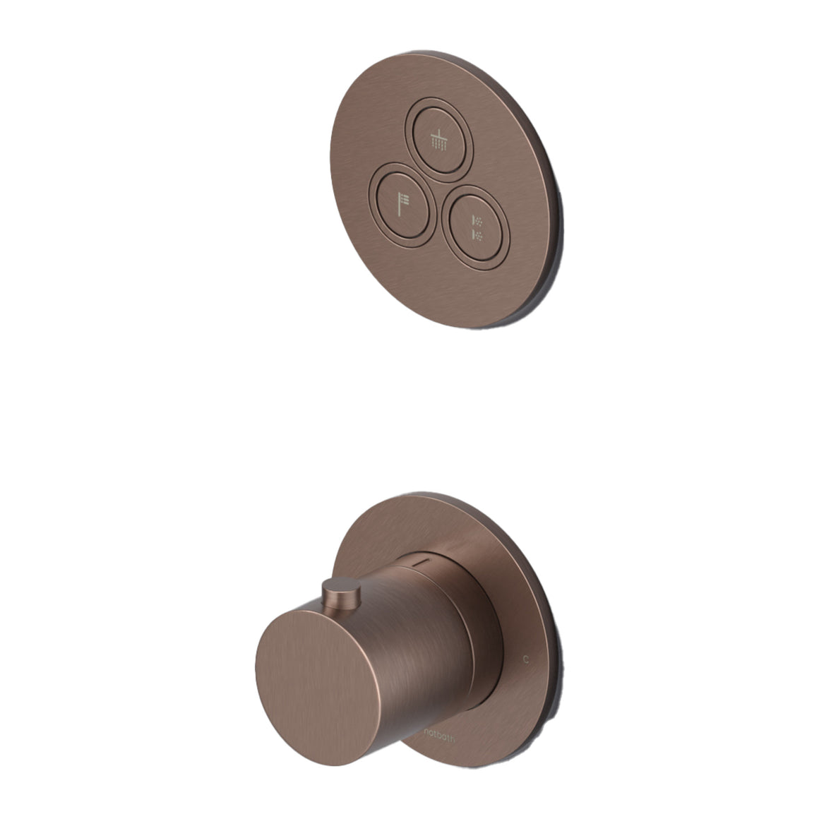 Hotbath Cobber PB7039 inbouw thermostaat met 3 pushbuttons Geborsteld koper PVD productfoto
