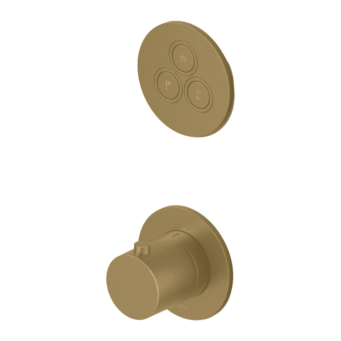 Hotbath Cobber PB7039 inbouw thermostaat met 3 pushbuttons Geborsteld messing productfoto (kleurimpressie)