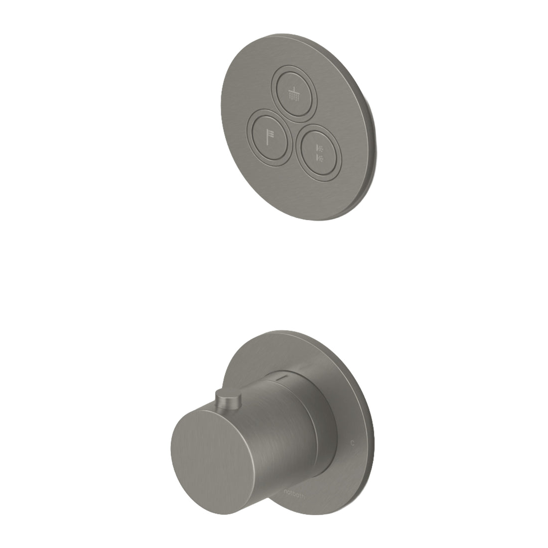 Hotbath Cobber PB7039 inbouw thermostaat met 3 pushbuttons Geborsteld nikkel productfoto (kleurimpressie)