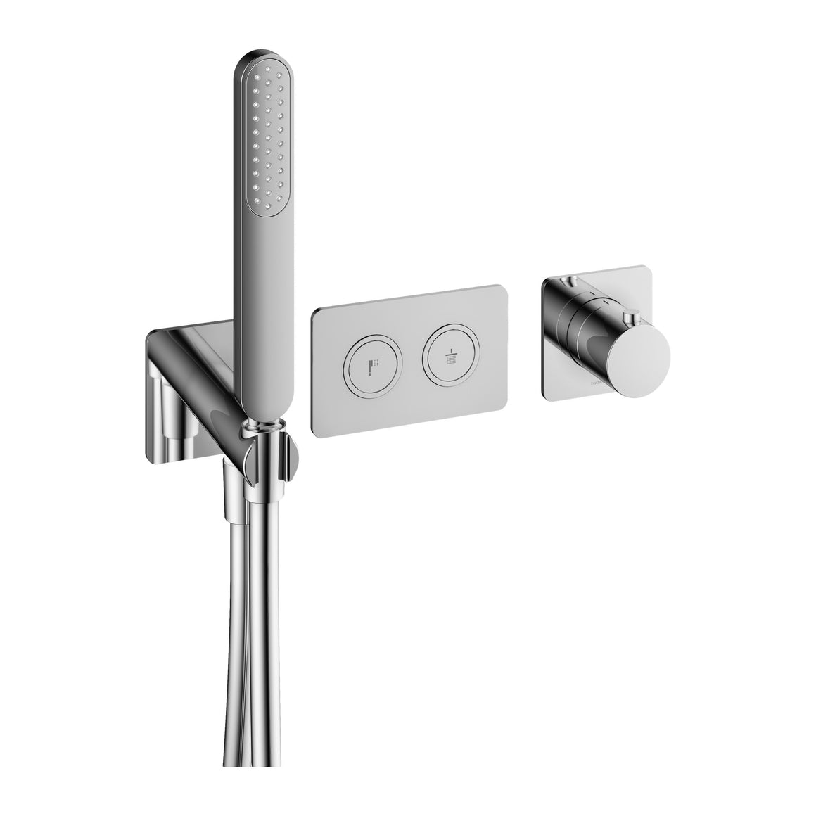 Hotbath Cobber PB7071 inbouw badthermostaat met 2 pushbuttons Chroom productfoto