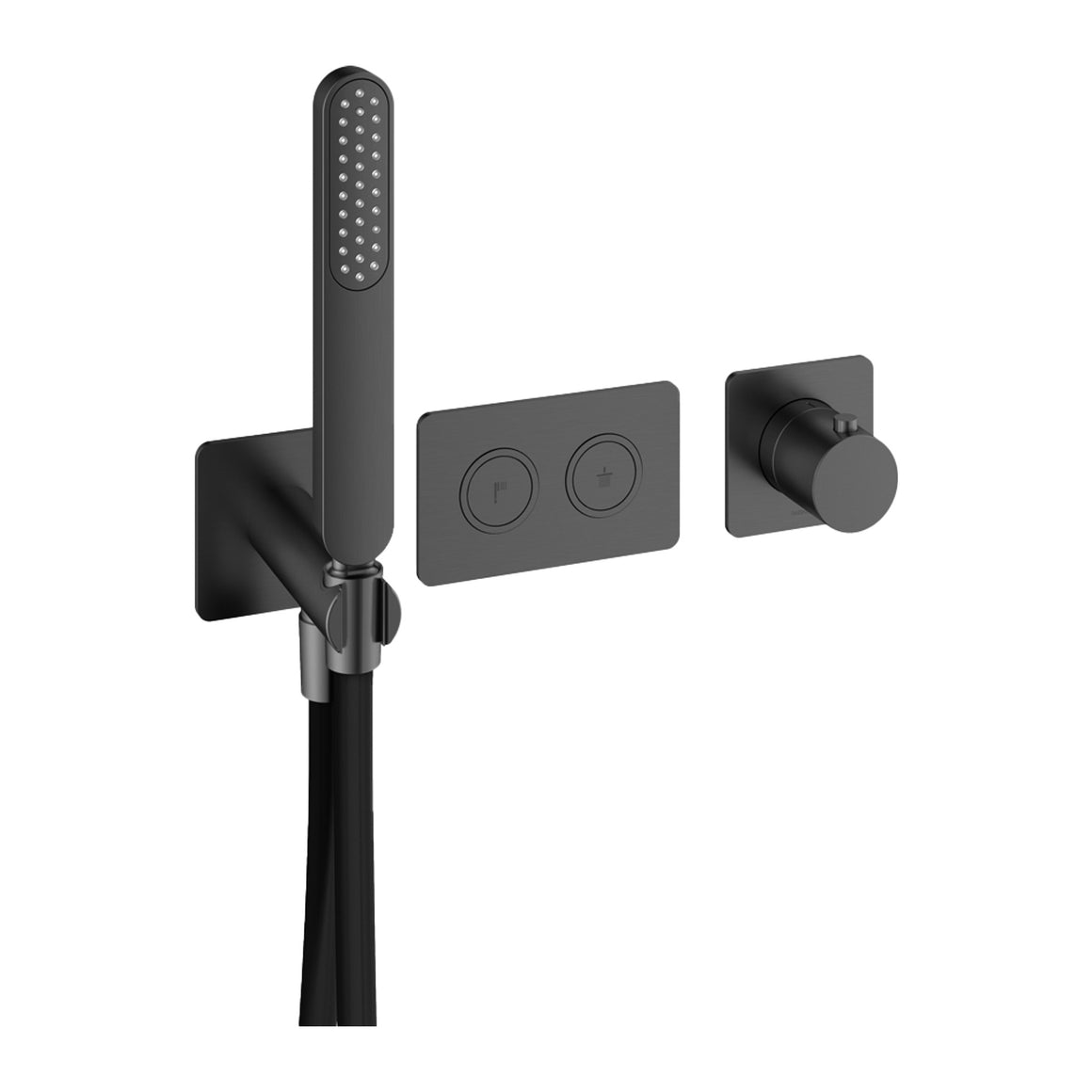 Hotbath Cobber PB7071 inbouw badthermostaat met 2 pushbuttons Geborsteld gunmetal PVD productfoto