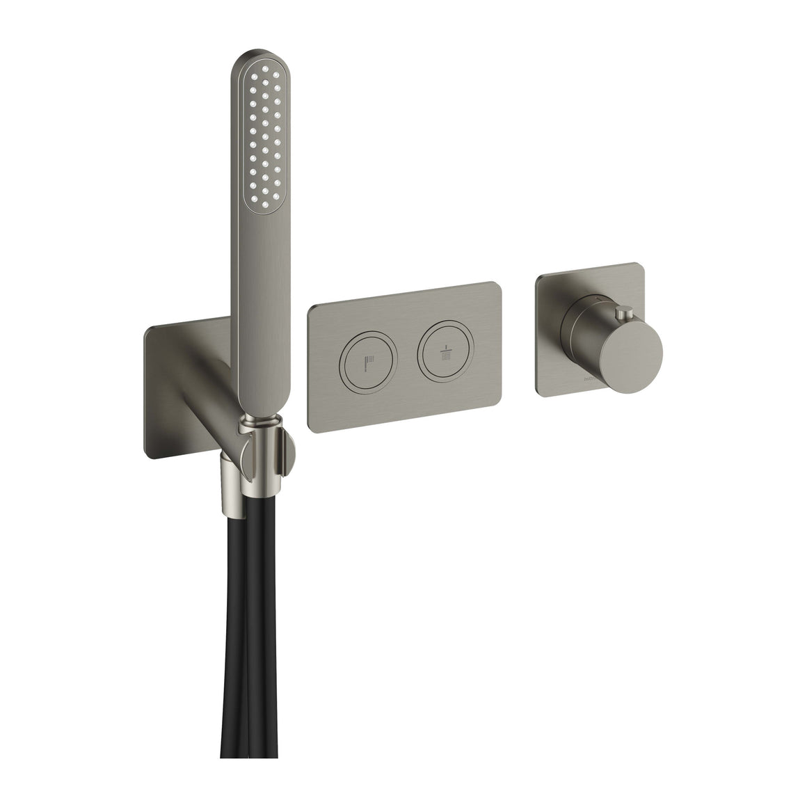 Hotbath Cobber PB7071 inbouw badthermostaat met 2 pushbuttons Geborsteld nikkel productfoto