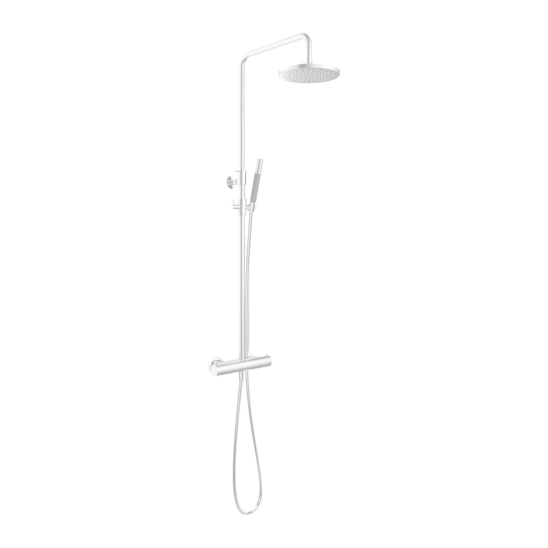 Hotbath Cobber SDS9 thermostatische regendoucheset opbouw Mat wit Staafhanddouche + hoofddouche 25 cm productfoto (kleurimpressie)