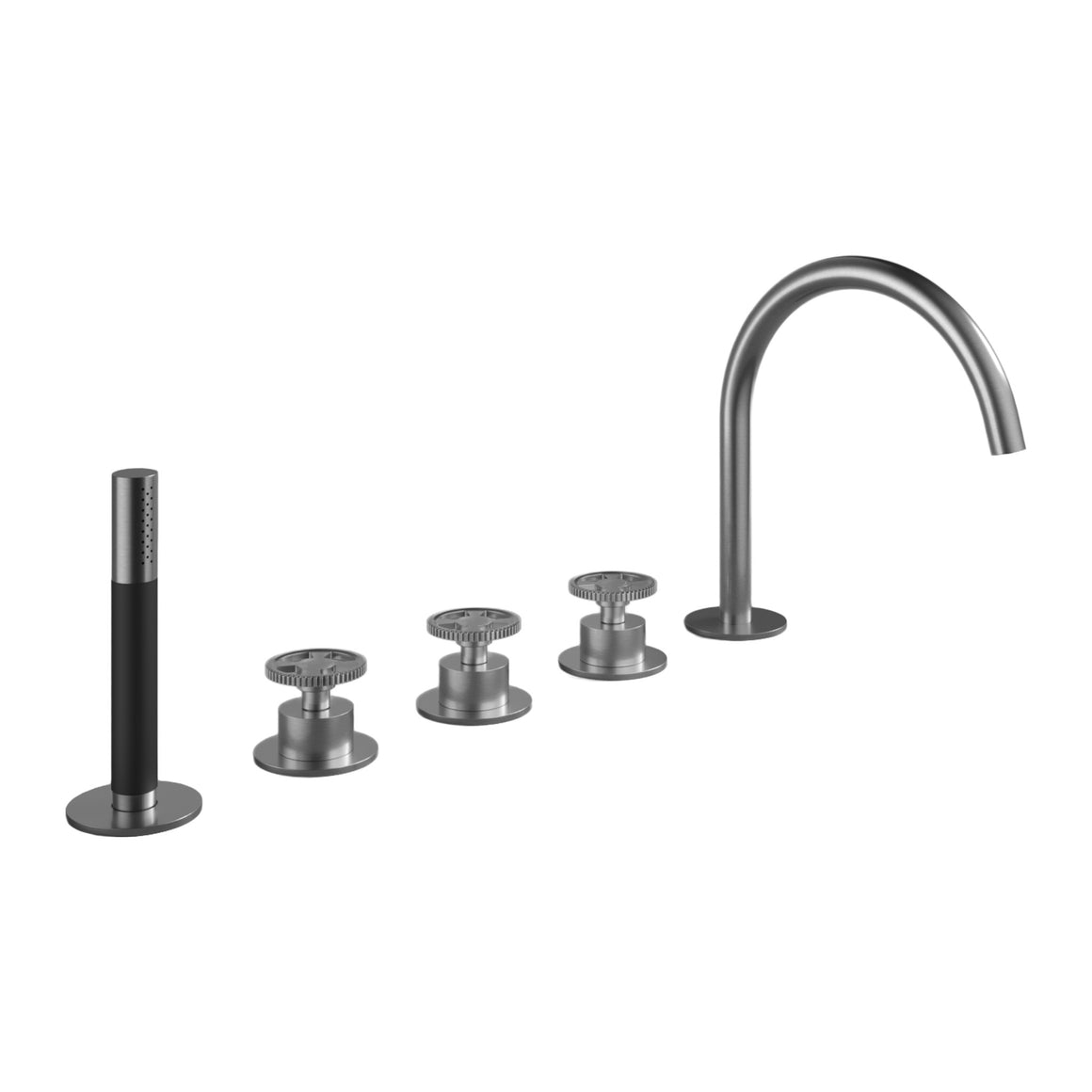 Hotbath Cobber @Work CW072 badrandcombinatie met uitloop, 2 stopkranen en 2-weg omstel Geborsteld nikkel productfoto