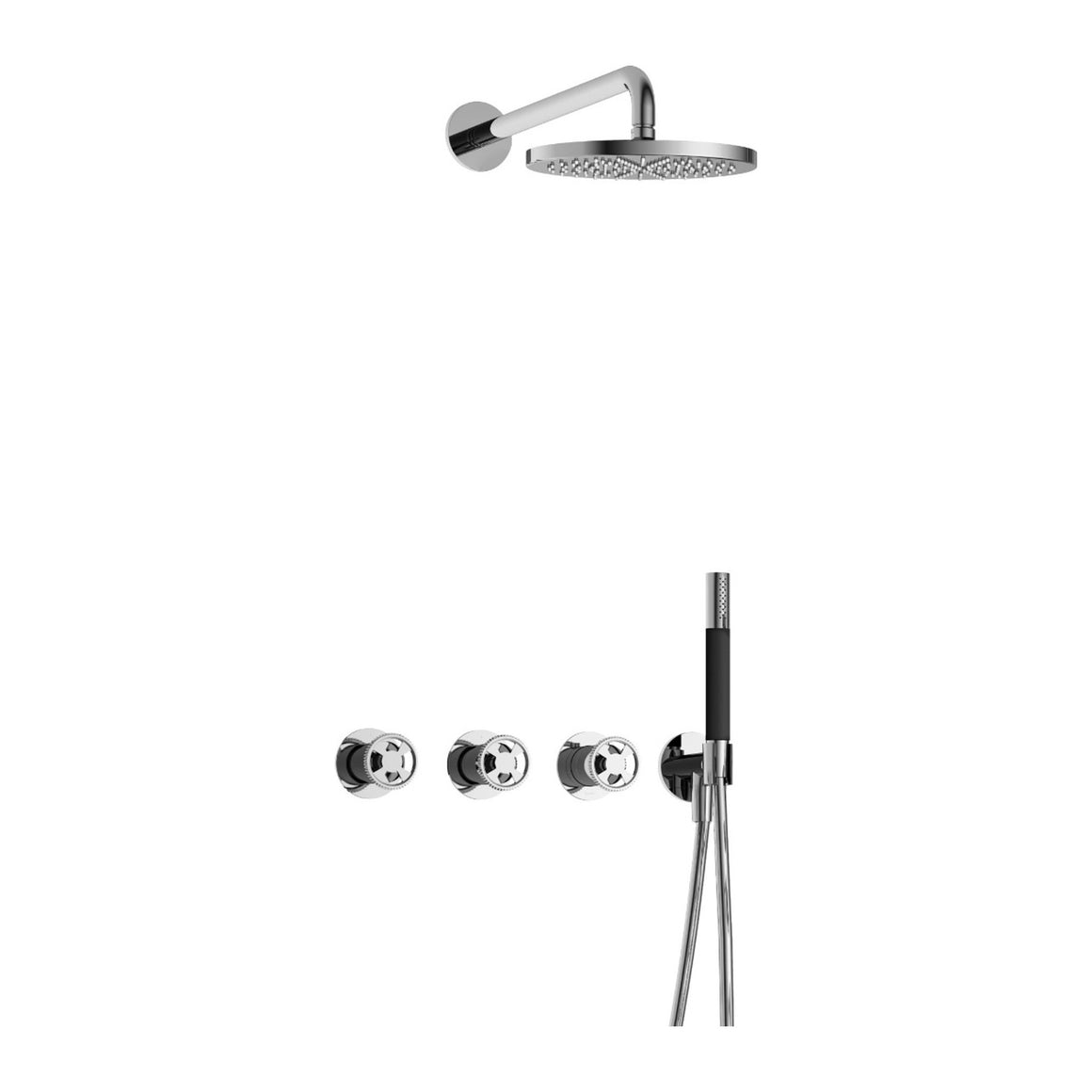 Hotbath Cobber @Work IBSW70 inbouw regendoucheset thermostatisch met 2 stopkranen Chroom Staafhanddouche + wandarm + hoofddouche 20 cm productfoto