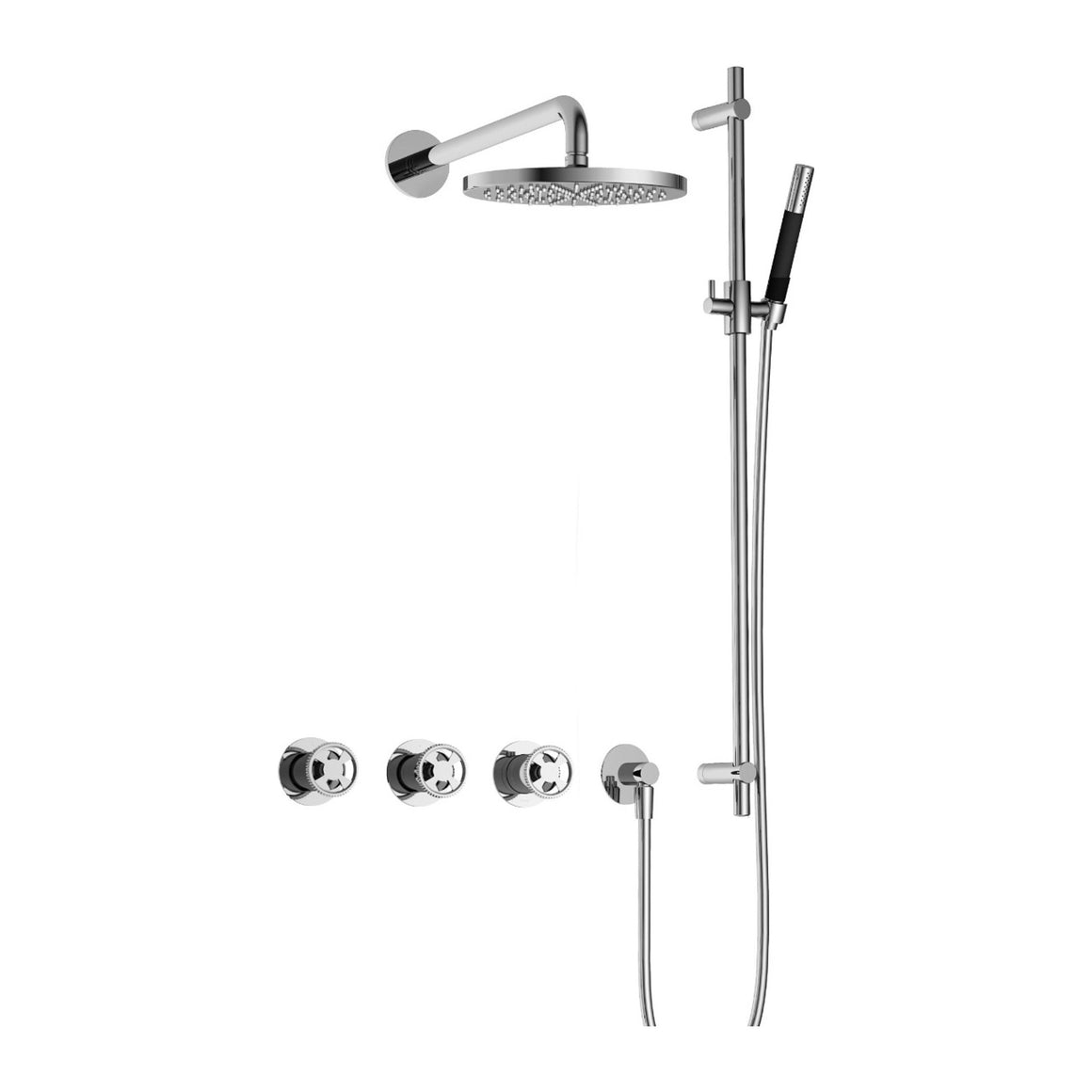 Hotbath Cobber @Work IBSW70 inbouw regendoucheset thermostatisch met 2 stopkranen Chroom Staafhanddouche + wandarm + hoofddouche 20 cm + glijstang productfoto