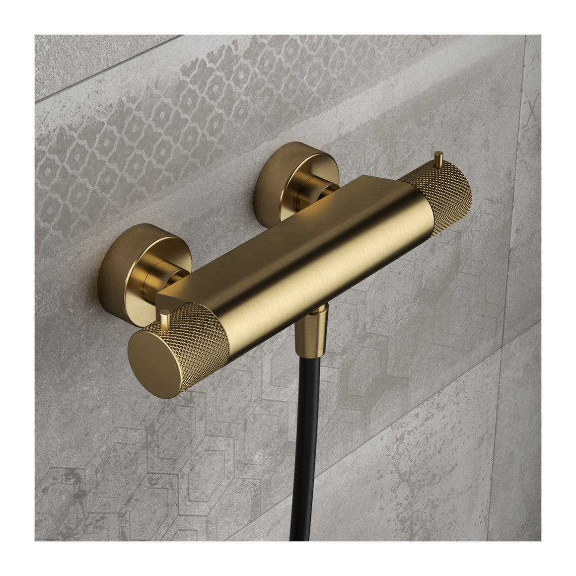 Hotbath Cobber X CX008 thermostatische douchemengkraan opbouw Geborsteld messing PVD productfoto