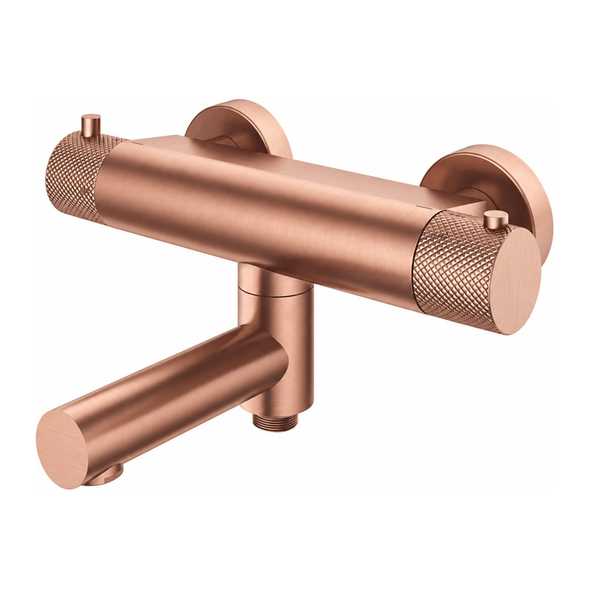 Hotbath Cobber X CX020 thermostatische badmengkraan met wegdraaibare omstel-uitloop Geborsteld koper PVD productfoto