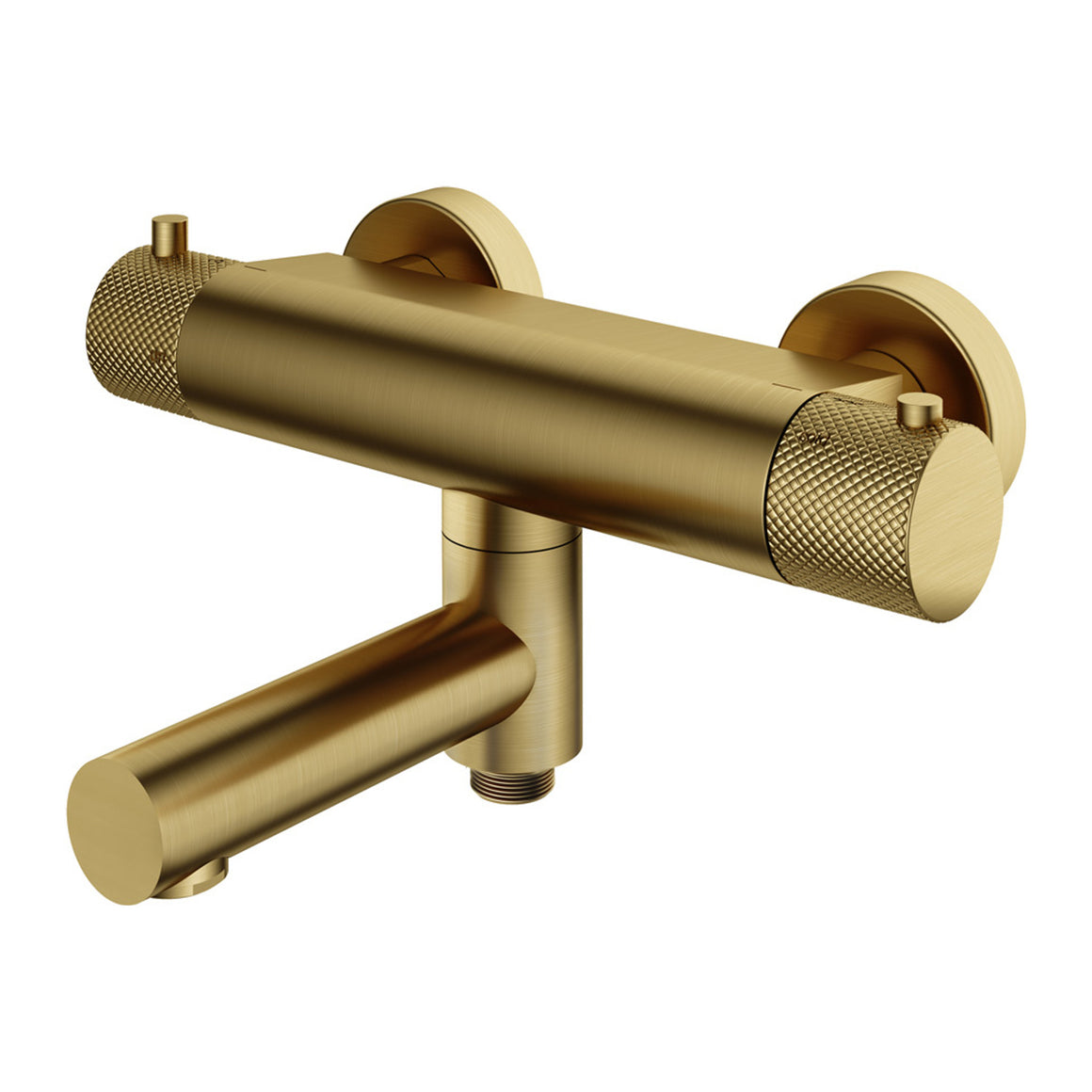Hotbath Cobber X CX020 thermostatische badmengkraan met wegdraaibare omstel-uitloop Geborsteld messing PVD productfoto