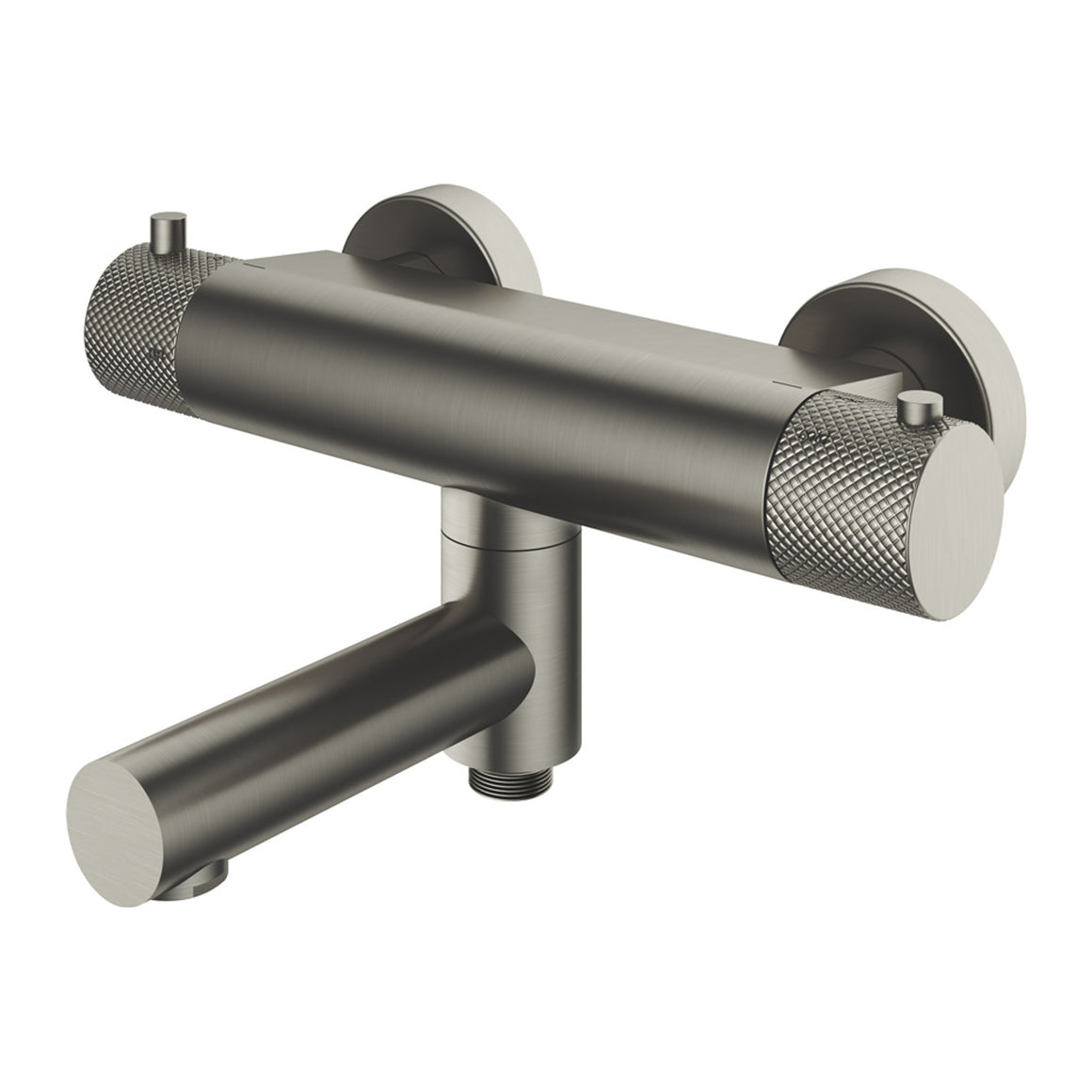 Hotbath Cobber X CX020 thermostatische badmengkraan met wegdraaibare omstel-uitloop Geborsteld nikkel productfoto