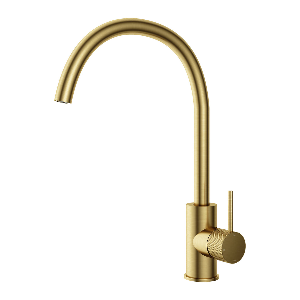 Hotbath Cobber X CX040 keukenmengkraan met draaibare gebogen uitloop Geborsteld messing PVD productfoto