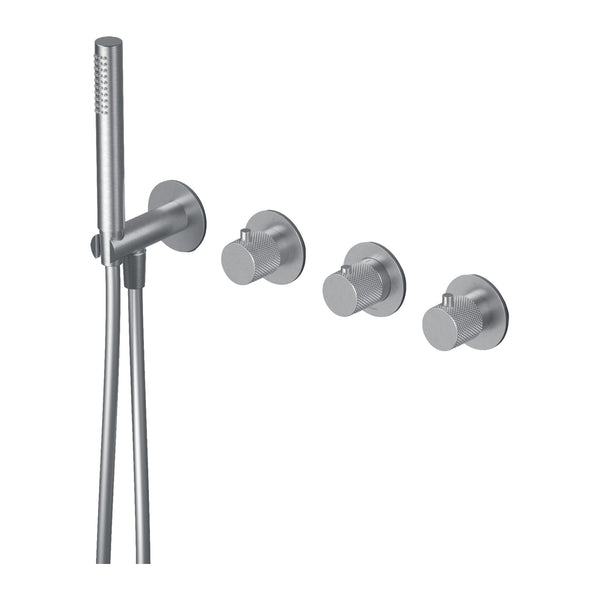 Hotbath Cobber X CX7071 inbouw bad/douchethermostaat met 2 stopkranen en handdouche (afbouwdeel)