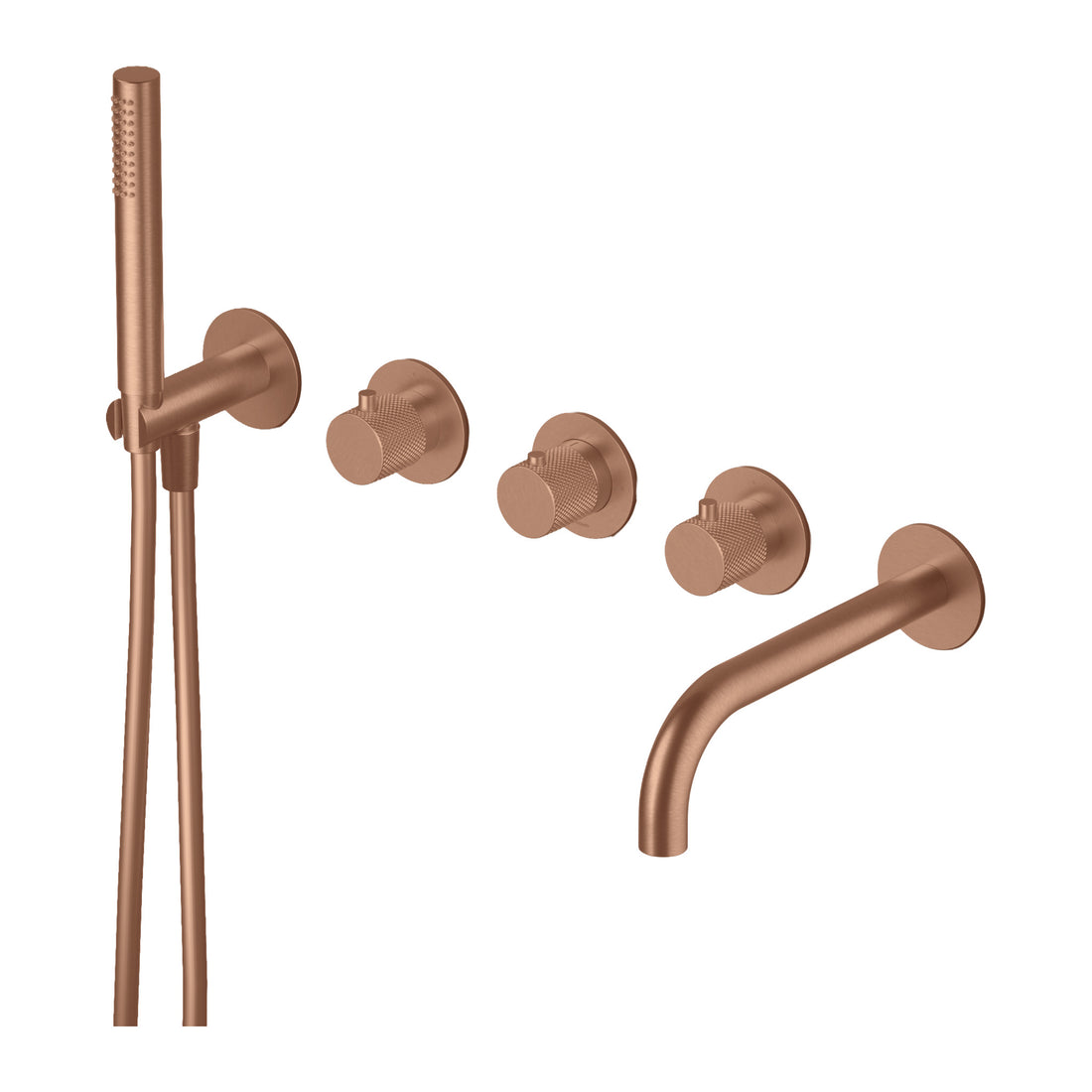 Hotbath Cobber X CX7072 inbouw badthermostaat met uitloop en handdouche Geborsteld koper PVD productfoto (kleurimpressie)