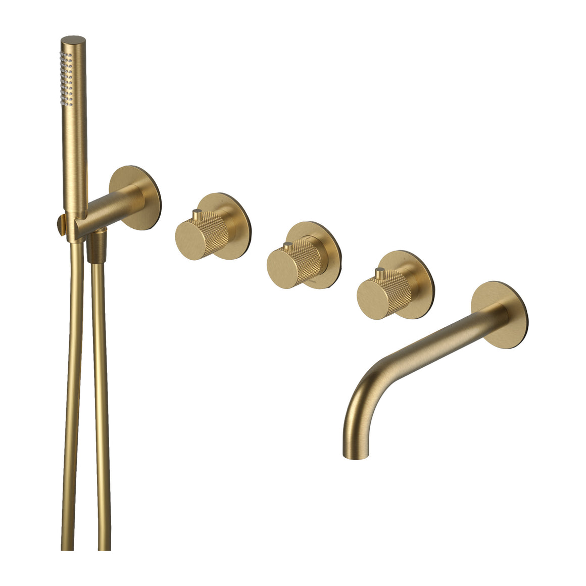 Hotbath Cobber X CX7072 inbouw badthermostaat met uitloop en handdouche Geborsteld messing PVD productfoto