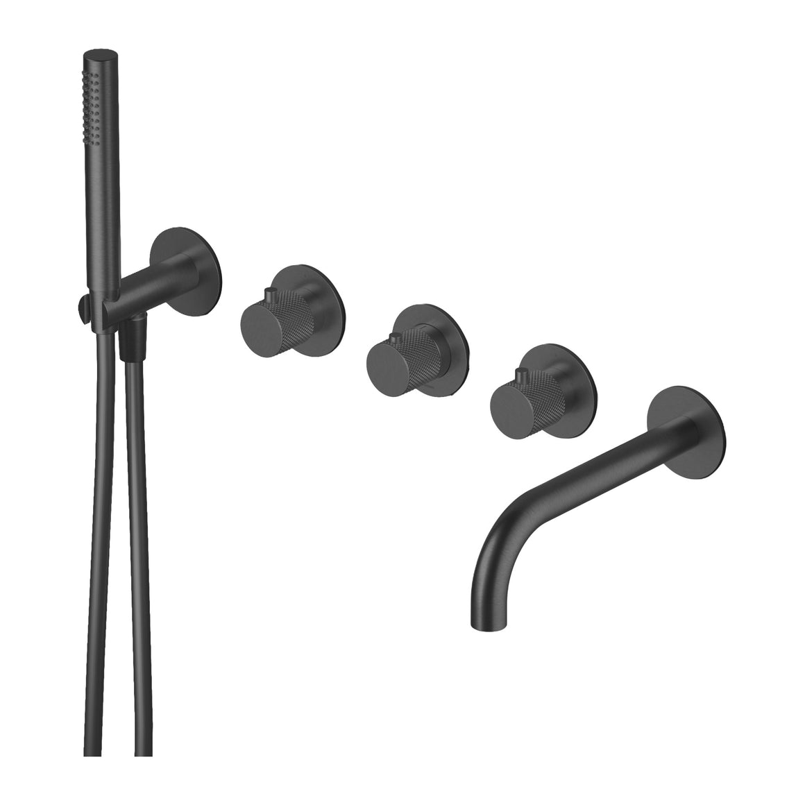 Hotbath Cobber X CX7072 inbouw badthermostaat met uitloop en handdouche Geborsteld zwart PVD productfoto (kleurimpressie)