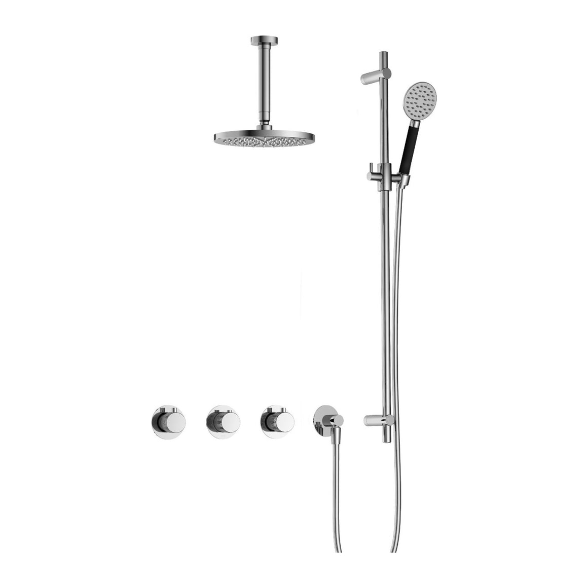 Hotbath Cobber X IBSX70 inbouw regendoucheset thermostatisch met 2 stopkranen Chroom Ronde handdouche + plafondbuis 15 cm + hoofddouche 20 cm + glijstang productfoto