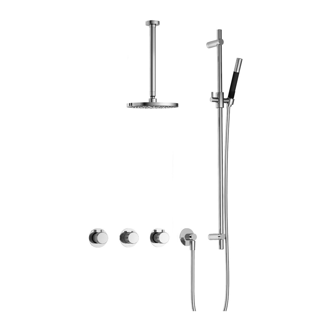 Hotbath Cobber X IBSX70 inbouw regendoucheset thermostatisch met 2 stopkranen Chroom Staafhanddouche + plafondbuis 30 cm + hoofddouche 20 cm + glijstang productfoto