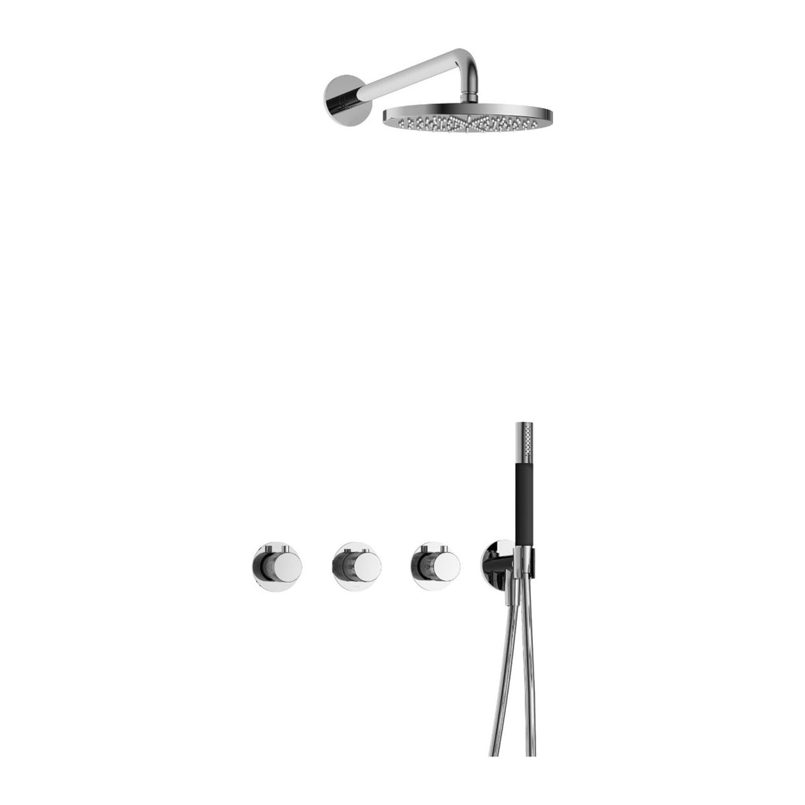 Hotbath Cobber X IBSX70 inbouw regendoucheset thermostatisch met 2 stopkranen Chroom Staafhanddouche + wandarm + hoofddouche 20 cm productfoto