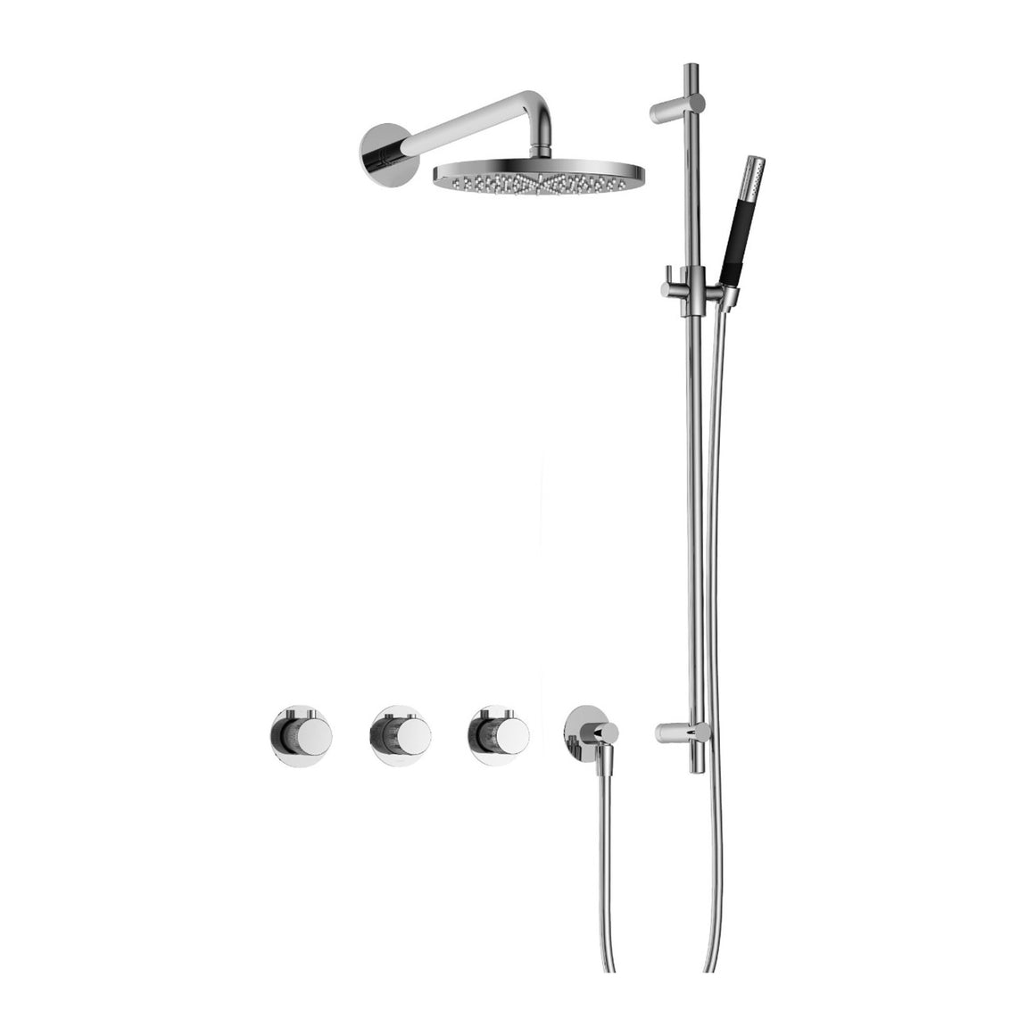 Hotbath Cobber X IBSX70 inbouw regendoucheset thermostatisch met 2 stopkranen Chroom Staafhanddouche + wandarm + hoofddouche 20 cm + glijstang productfoto