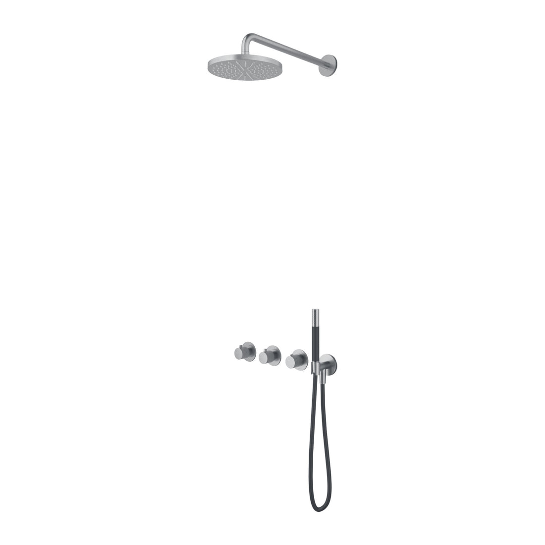Hotbath Cobber X IBSX70 inbouw regendoucheset thermostatisch met 2 stopkranen Chroom Staafhanddouche + wandarm + hoofddouche 25 cm productfoto (kleurimpressie)