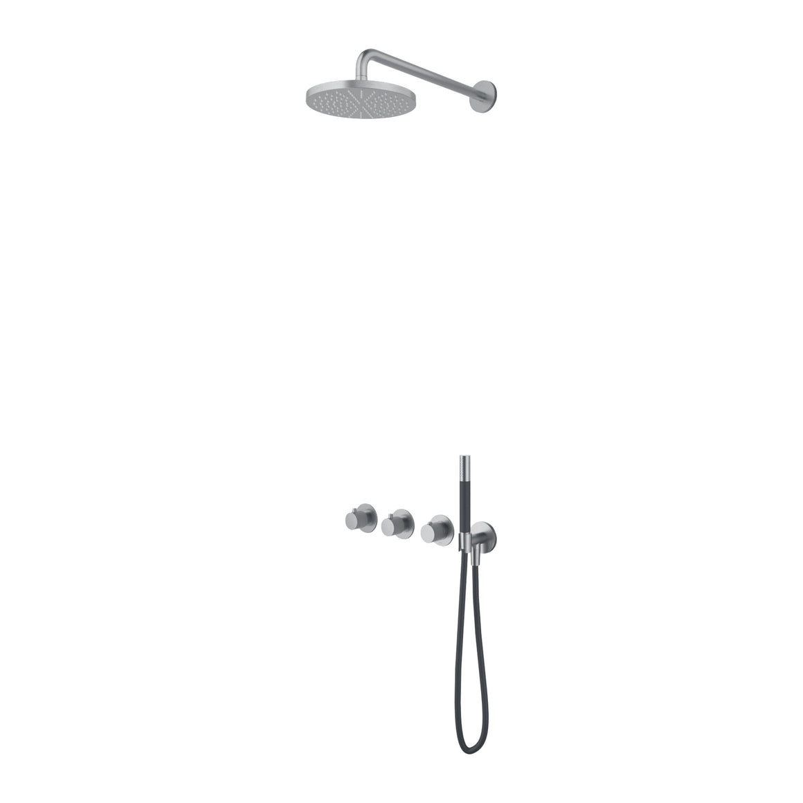Hotbath Cobber X IBSX70 inbouw regendoucheset thermostatisch met 2 stopkranen Chroom Staafhanddouche + wandarm + hoofddouche 25 cm productfoto (kleurimpressie)