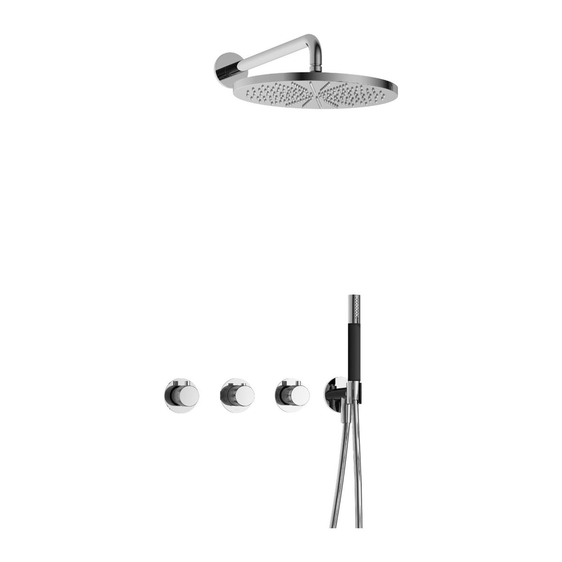Hotbath Cobber X IBSX70 inbouw regendoucheset thermostatisch met 2 stopkranen Chroom Staafhanddouche + wandarm + hoofddouche 30 cm productfoto