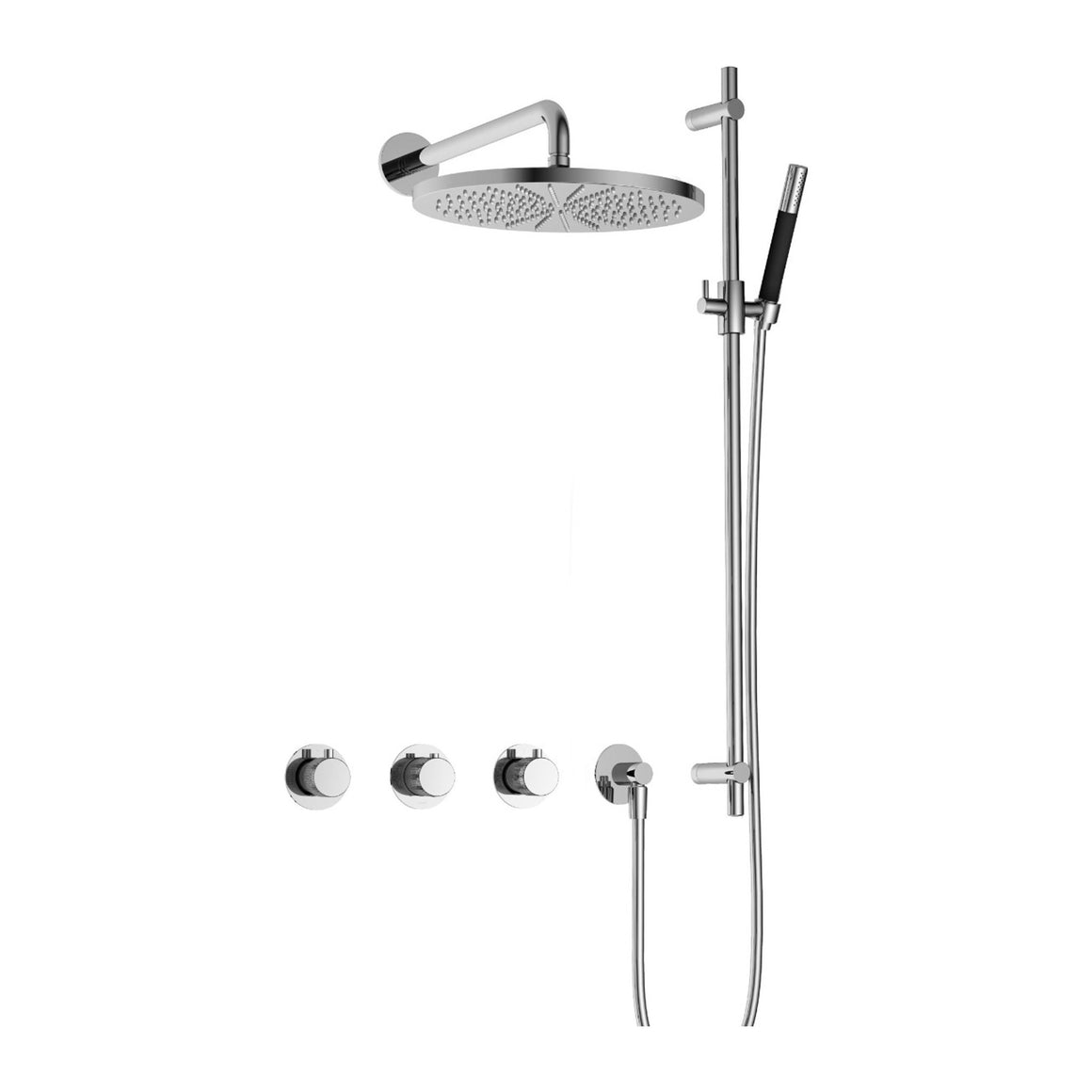 Hotbath Cobber X IBSX70 inbouw regendoucheset thermostatisch met 2 stopkranen Chroom Staafhanddouche + wandarm + hoofddouche 30 cm + glijstang productfoto