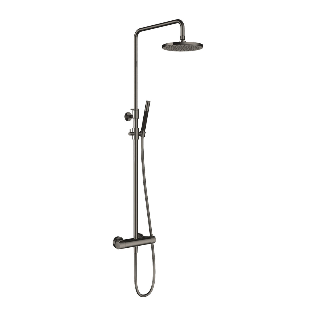 Hotbath Cobber X SDSX9 thermostatische regendoucheset opbouw Verouderd ijzer Staafhanddouche + hoofddouche 20 cm productfoto (kleurimpressie)