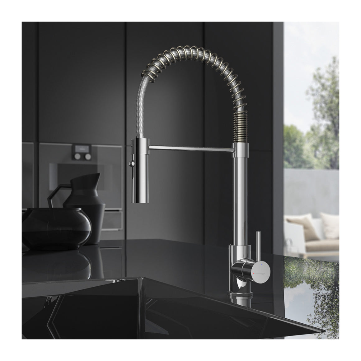 Hotbath Fellow FKM13 keukenmengkraan met flexibele uitneembare handdouche Geborsteld nikkel productfoto