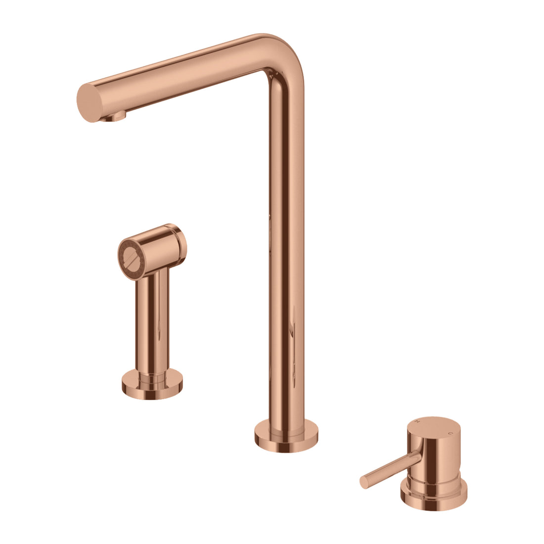 Hotbath Fellow FKM19 3-gats keukenmengkraan met uitneembare handdouche Geborsteld koper PVD productfoto (kleurimpressie)