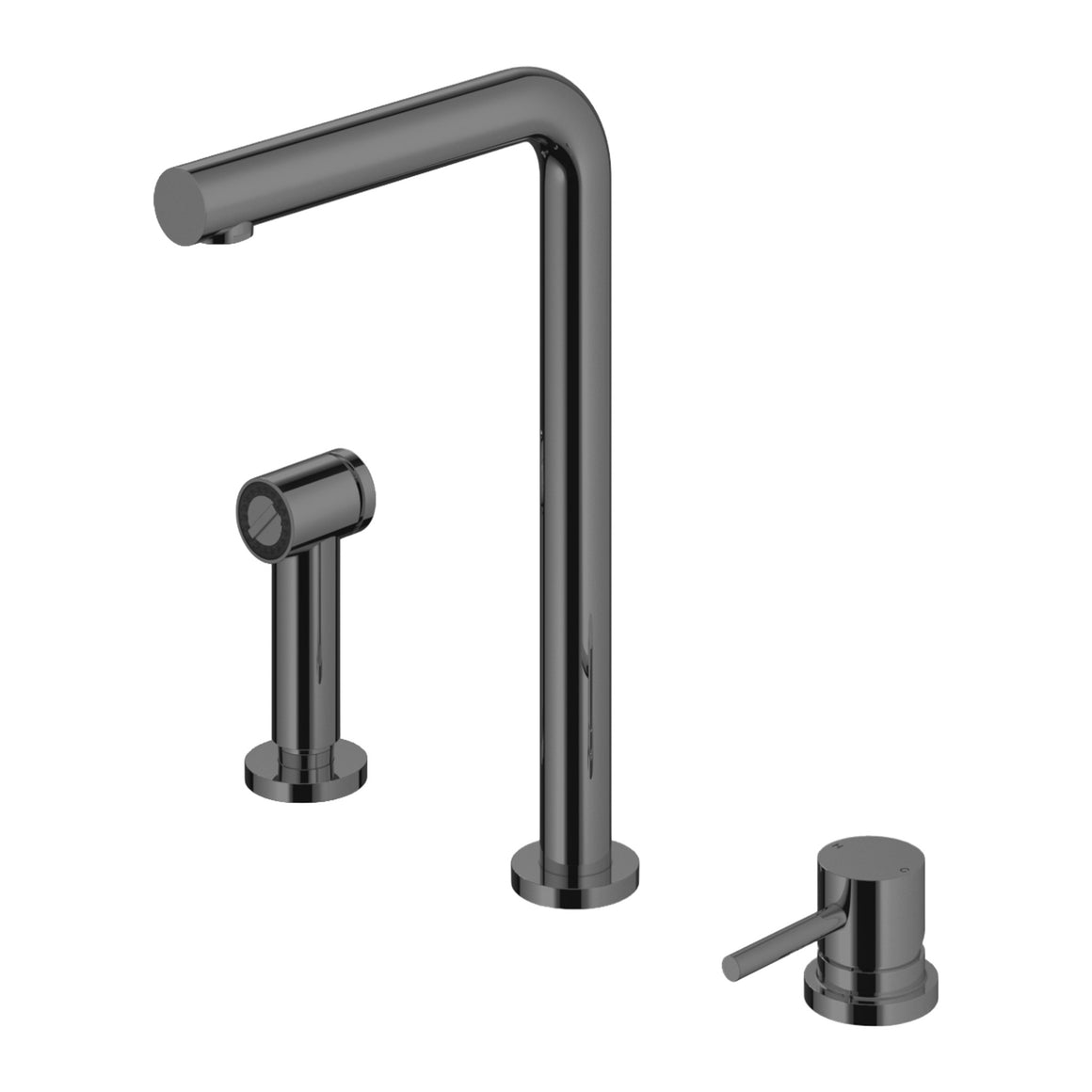 Hotbath Fellow FKM19 3-gats keukenmengkraan met uitneembare handdouche Geborsteld zwart PVD productfoto (kleurimpressie)