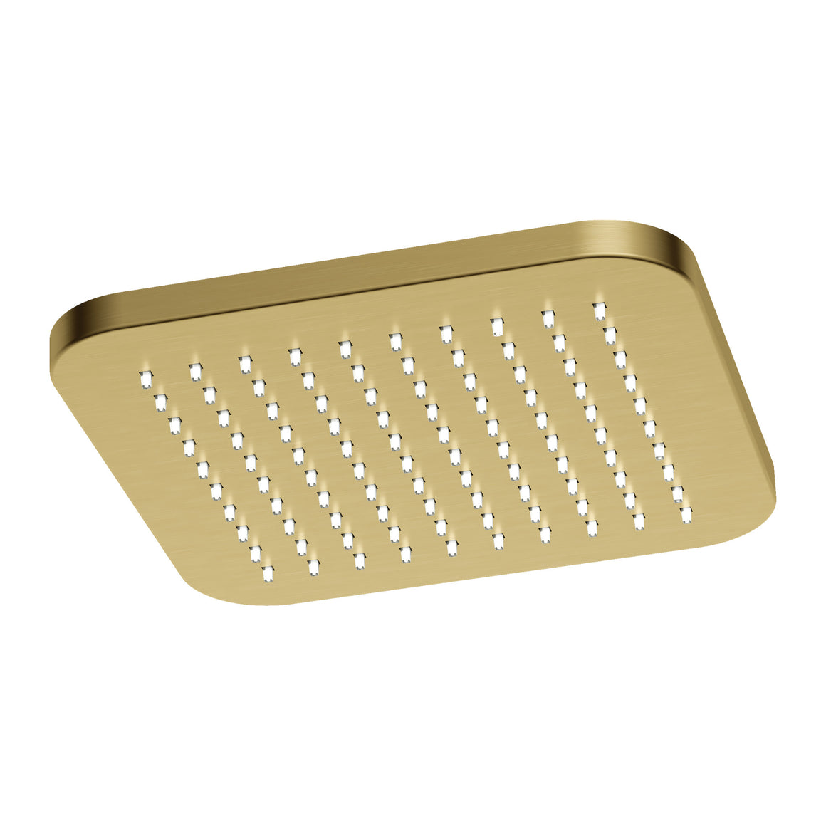 Hotbath Gal GL100 hoofddouche vierkant 22 cm Geborsteld messing PVD productfoto