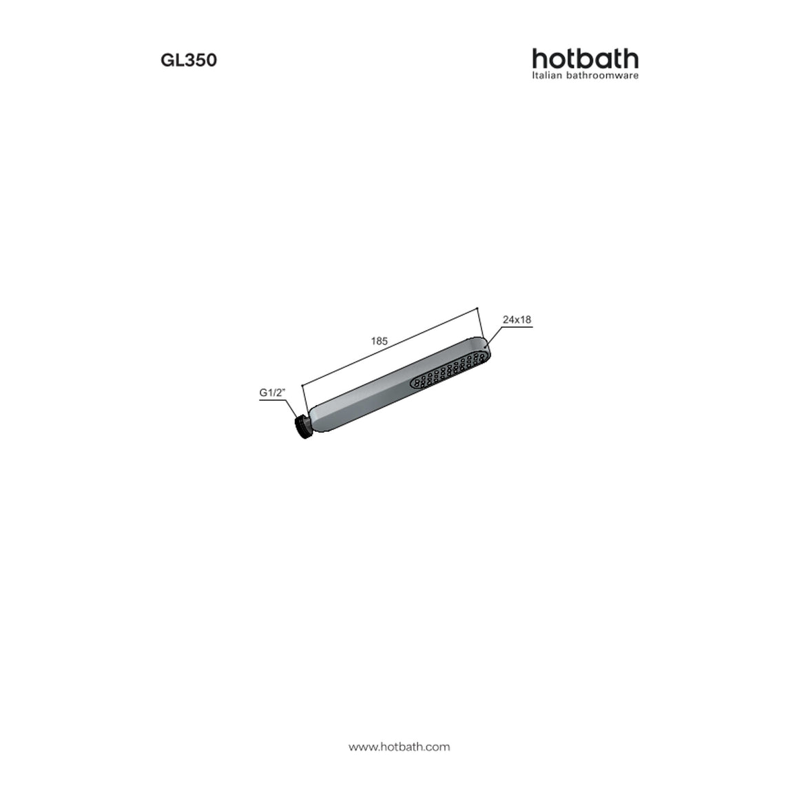 Hotbath Gal GL350 handdouche technische tekening