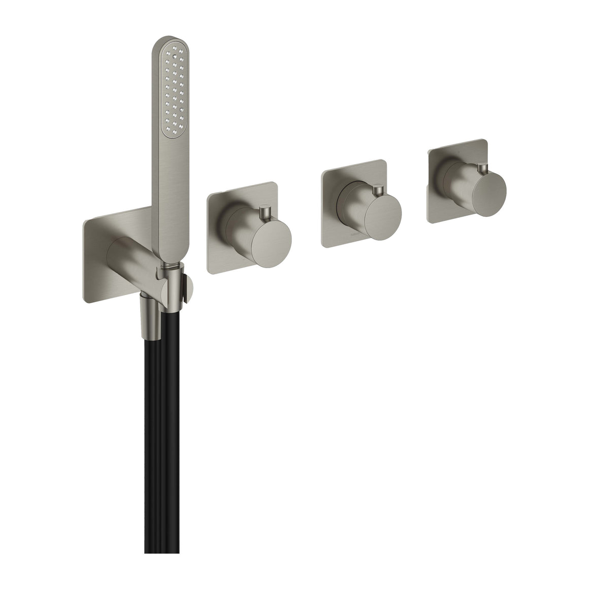 Hotbath Gal GL7071 inbouw bad/douchethermostaat met 2 stopkranen zonder uitloop Geborsteld nikkel productfoto