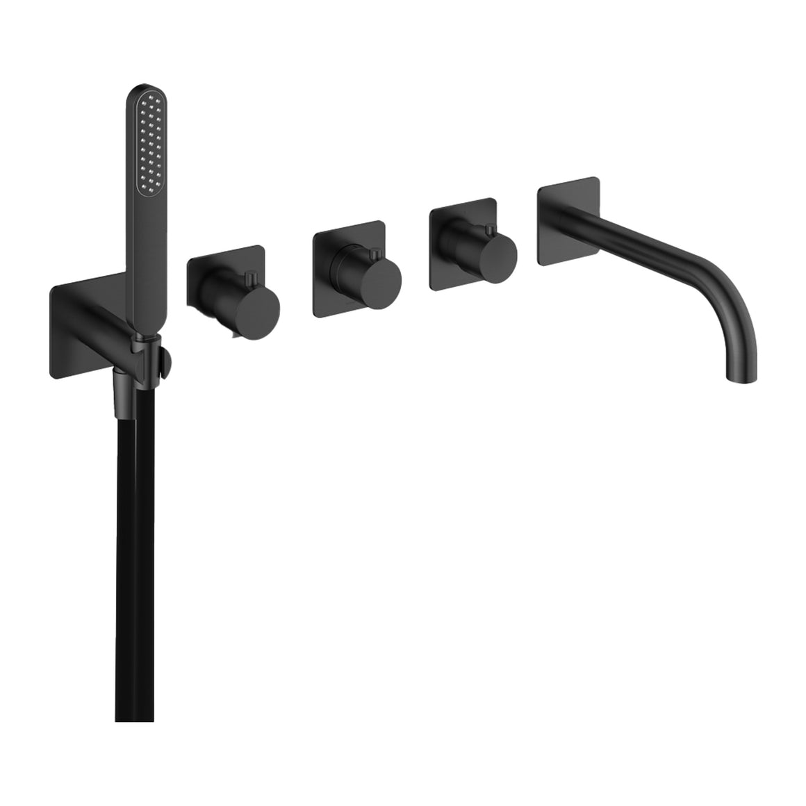 Hotbath Gal GL7072 inbouw badthermostaat met 2 stopkranen en uitloop Geborsteld gunmetal PVD productfoto