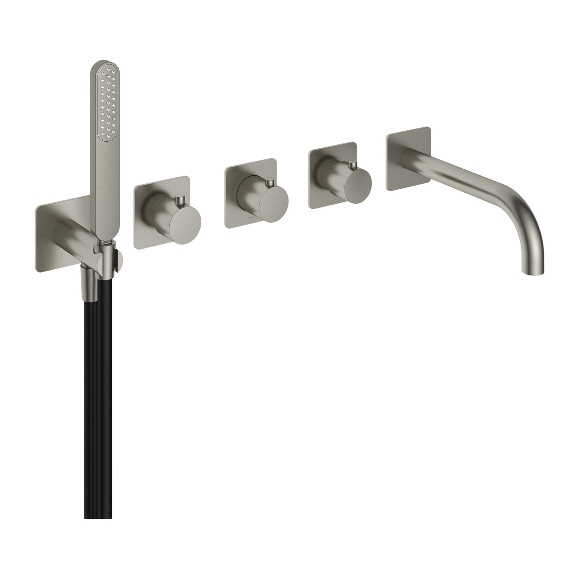 Hotbath Gal GL7072 inbouw badthermostaat met 2 stopkranen en uitloop Geborsteld nikkel productfoto