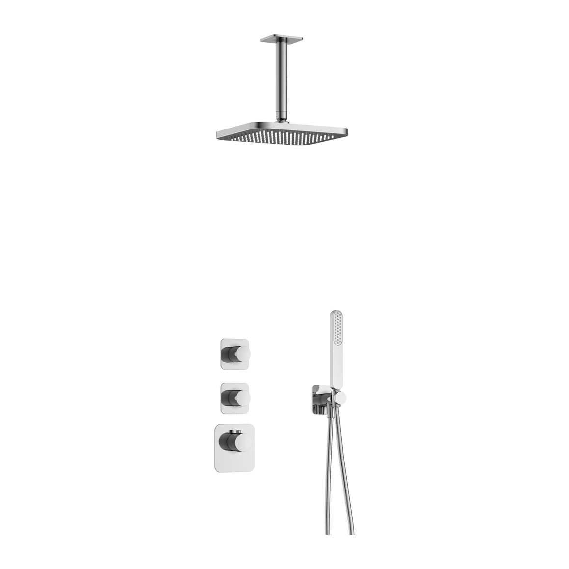 Hotbath Gal IBS40 inbouw regendoucheset High Flow thermostatisch met 2 stopkranen Chroom Plafondbuis + hoofddouche 22 cm (GL100) productfoto