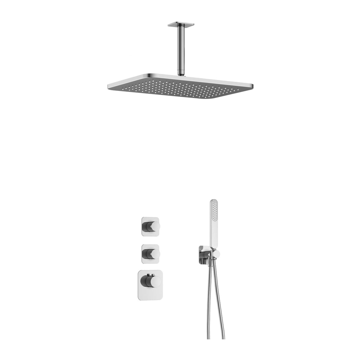 Hotbath Gal IBS40 inbouw regendoucheset High Flow thermostatisch met 2 stopkranen Chroom Plafondbuis + hoofddouche 27x40 cm (GL106) productfoto