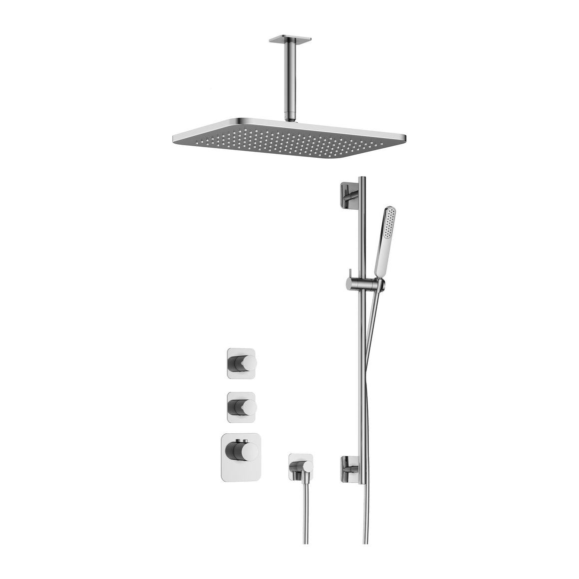 Hotbath Gal IBS40 inbouw regendoucheset High Flow thermostatisch met 2 stopkranen Chroom Plafondbuis + hoofddouche 27x40 cm (GL106) + glijstang productfoto