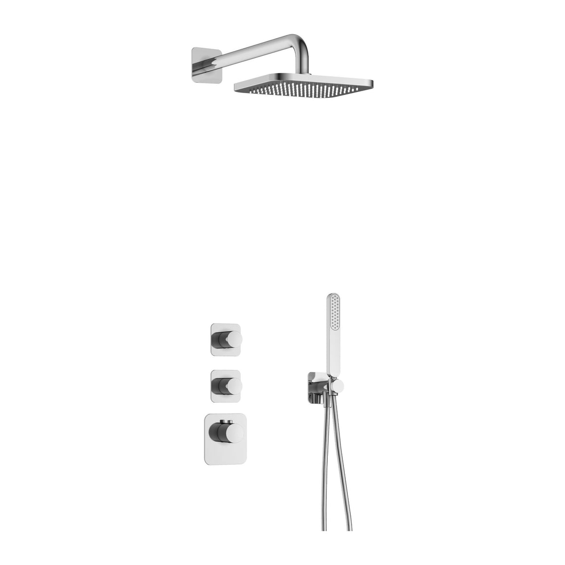 Hotbath Gal IBS40 inbouw regendoucheset High Flow thermostatisch met 2 stopkranen Chroom Wandarm + hoofddouche 22 cm (GL100) productfoto