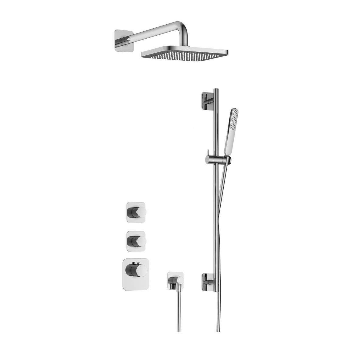 Hotbath Gal IBS40 inbouw regendoucheset High Flow thermostatisch met 2 stopkranen Chroom Wandarm + hoofddouche 22 cm (GL100) + glijstang productfoto