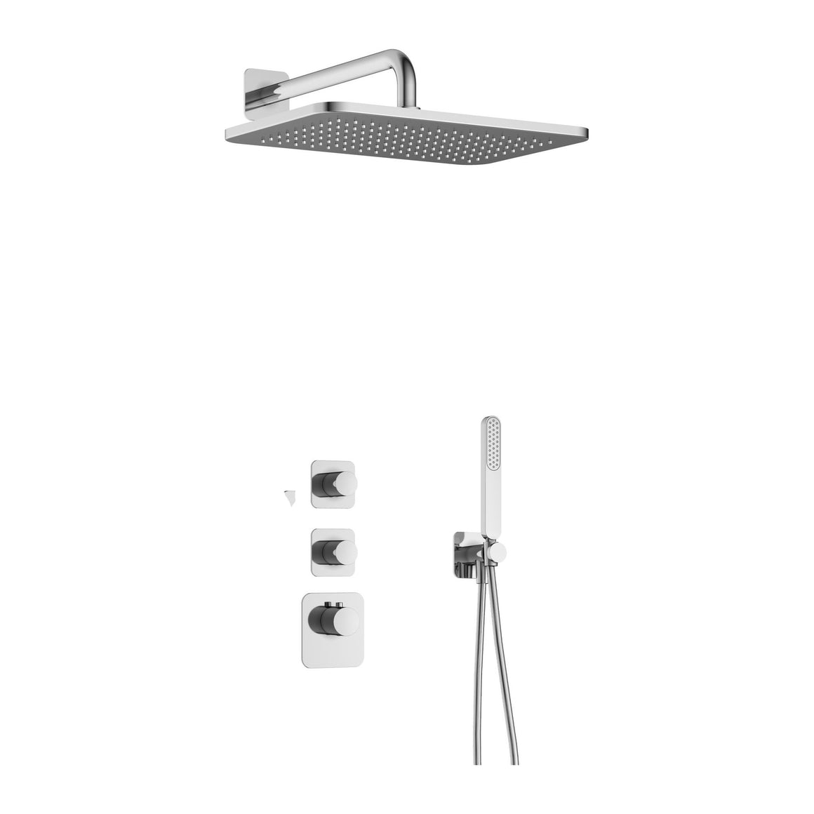 Hotbath Gal IBS40 inbouw regendoucheset High Flow thermostatisch met 2 stopkranen Chroom Wandarm + hoofddouche 27x40 cm (GL106) productfoto